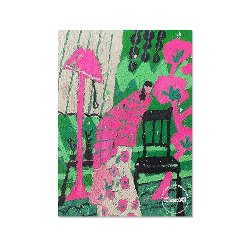 Semi Abstract Painting Figure Textured Design Wall Canvas Art Decoration Beautiful Girl Picture Frameless Bedroom Artwork